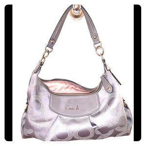 Silver/gray coach handbag with matching wallet
